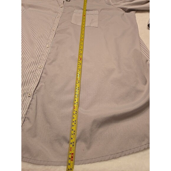 STUDIO 1886 Gray White Striped Collared Button Down Tunic Shirt Size 3X - Picture 11 of 13
